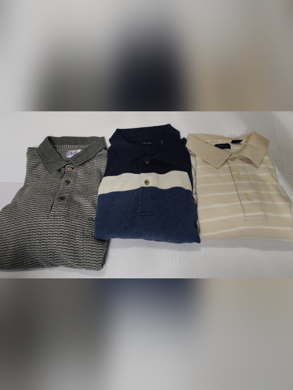 Lot of 3 Vintage Izod Thick Knit Polo Shirts Men's XL & One Large Oversize